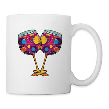 Wein Glas Vino Bunt - Tasse - Weiß - Rechts
