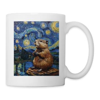 Bieber dans le style de Van Gogh, La Nuit étoilée - Mug blanc - blanc - Droite