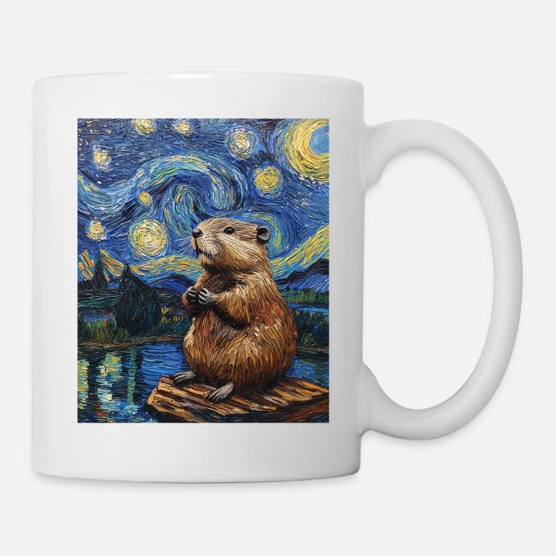 Bieber Van Gogh Style Starry Night - Tasse - Weiß