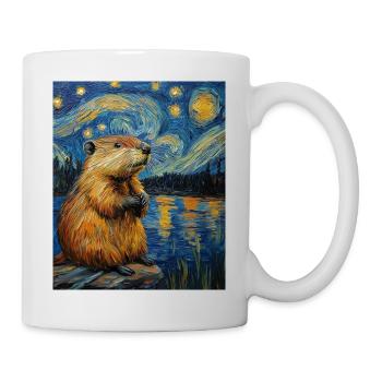 Bieber dans le style de Van Gogh, La Nuit étoilée - Mug blanc - blanc - Droite