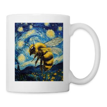 Abeille style Van Gogh Nuit étoilée - Mug blanc - blanc - Droite