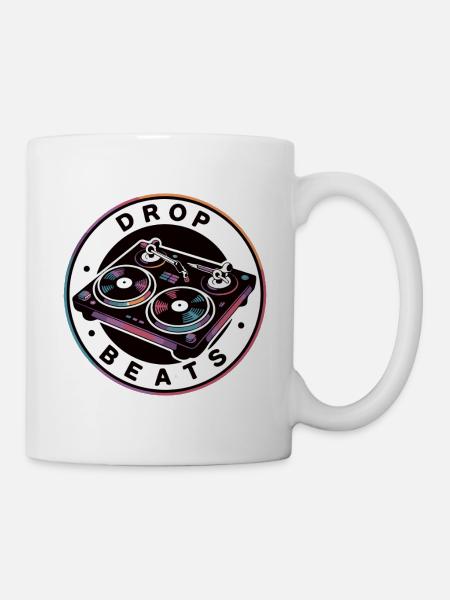 Drop Beat Plattenspieler Illustration - Tasse - Weiß
