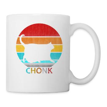 Sunset Chonk Cat – Süße fette Katze Liebhaber T-Shirt - Tasse - Weiß - Rechts