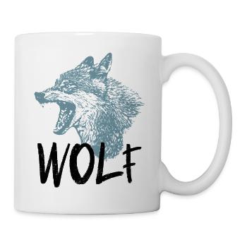 Wolfskopf in spitz zulaufender Silhouette - Tasse - Weiß - Rechts