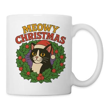 Couronne de Noël festive avec motif de chat - Mug blanc - blanc - Droite