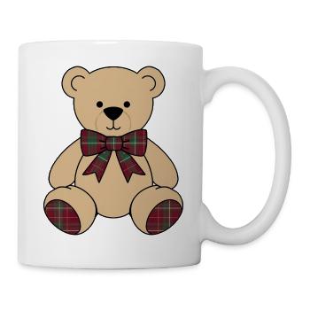 Peluche de Noël – Carreaux rouges et verts avec nœud - Mug blanc - blanc - Droite
