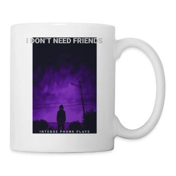 Je suis en retard, je m'en fiche, motif néon, téléphone sombre - Mug blanc - blanc - Droite