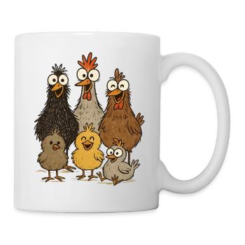Poulets et poussins qui rient - Mug blanc - blanc - Droite