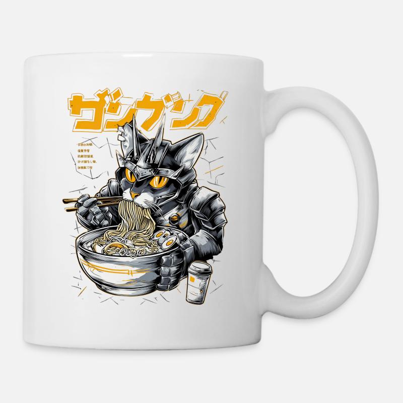 Cyberkatze beim Ramen Essen - Tasse - Weiß