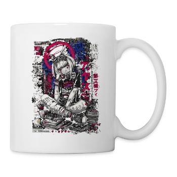 Cyberpunk Mädchen mit Graffiti-Design - Tasse - Weiß - Rechts