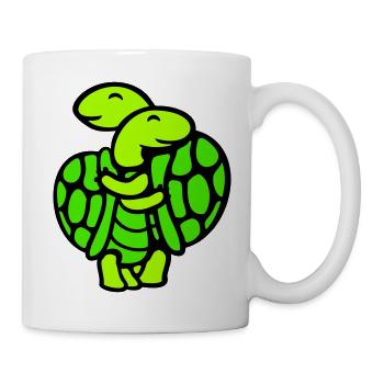 2 Friends Turtle Team Love Couple Hug Cute - Mug - white - Right
