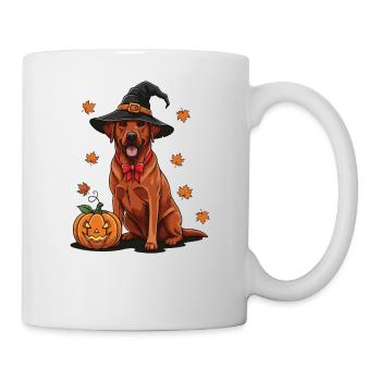 Halloween- Labrador  mit Hexenhut - Tasse - Weiß - Rechts