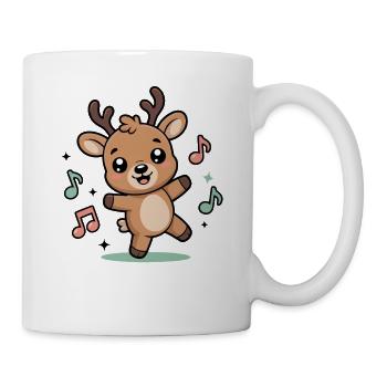 Renne joyeux avec des notes de musique pour les enfants - Mug blanc - blanc - Droite