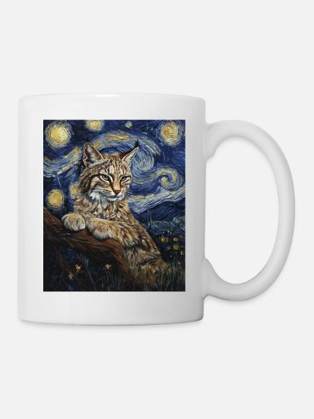 Luchs Van Gogh Style Starry - Tasse - Weiß
