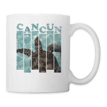 Tortue de mer de Cancun au bord de la piscine - Mug blanc - blanc - Droite