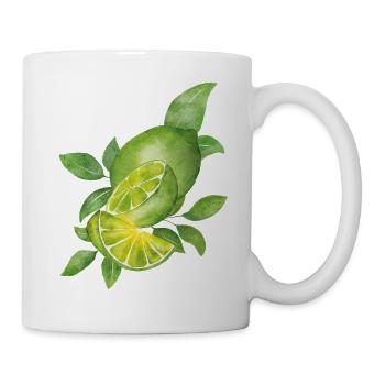 Limette & natürliche Blätter - Tasse - Weiß - Rechts
