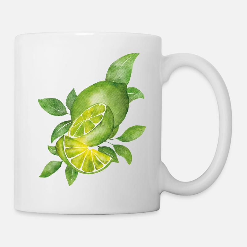 Lime & Natural Leaves - Mug - white