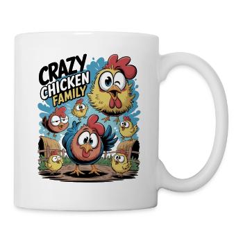  Crazy Chicken Family Lustige Hühner Cartoon - Tasse - Weiß - Rechts