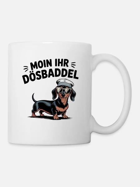 Moin Ihr Dösbaddel Dackel Seemann Spruch - Tasse - Weiß