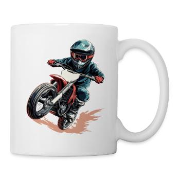 Motocycliste dynamique en style action - Mug blanc - blanc - Droite
