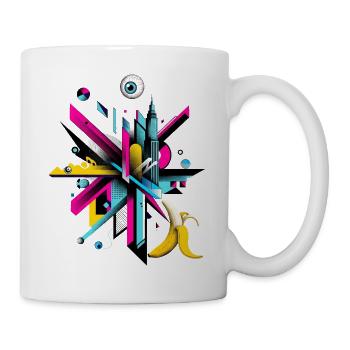 Urban Cityscape mit Pop-Art Akzenten - Tasse - Weiß - Rechts