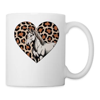 Leopard Herz mit Pferd - Tasse - Weiß - Rechts