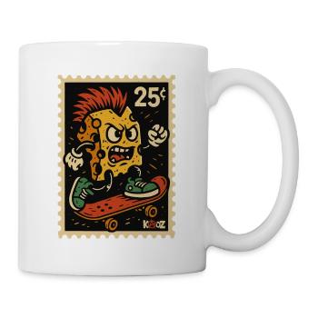 Skateboard Pizza Monster Punk Käse - Tasse - Weiß - Rechts