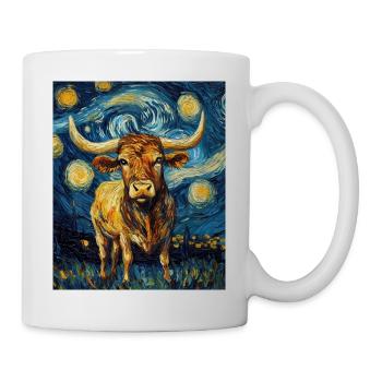 Vache Vaches Taureau Style Van Gogh Étoilé - Mug blanc - blanc - Droite
