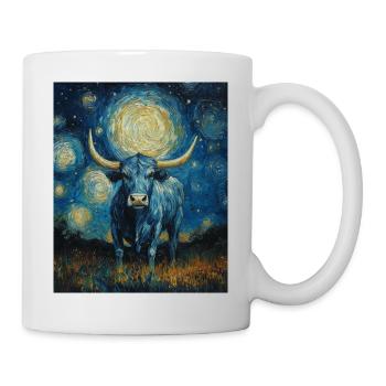 Vache Vaches Taureau Style Van Gogh Étoilé - Mug blanc - blanc - Droite