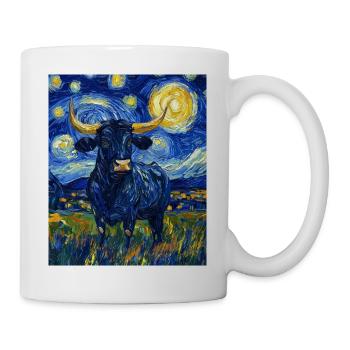 Vache Vaches Taureau Style Van Gogh Étoilé - Mug blanc - blanc - Droite
