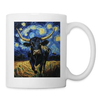 Vache Vaches Taureau Style Van Gogh Étoilé - Mug blanc - blanc - Droite