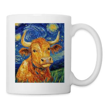 Vache Vaches Taureau Style Van Gogh Étoilé - Mug blanc - blanc - Droite