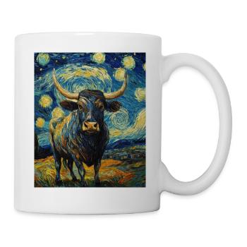Vache Vaches Taureau Style Van Gogh Étoilé - Mug blanc - blanc - Droite