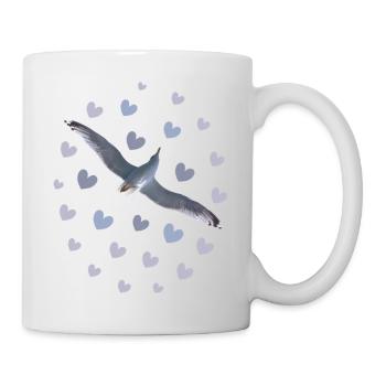 Elegante Möwenflug Illustration Möwe Herzen - Tasse - Weiß - Rechts