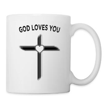 God Loves You, God loves you and is always with you - Mug - white - Right