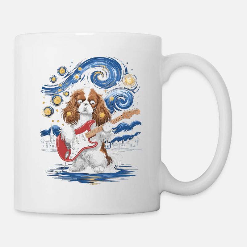Hund mit E-Gitarre im Sternenhimmel - Tasse - Weiß