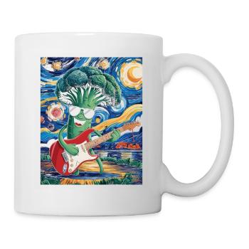 Broccoli with guitar in the starry sky - Mug - white - Right