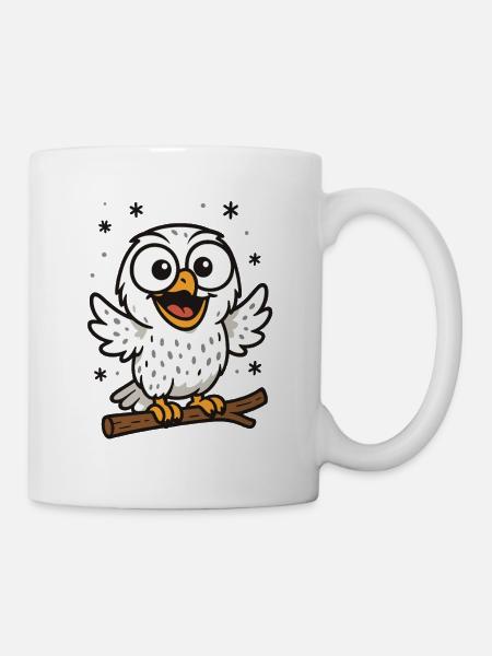 Verspielter Eulenkumpel - Tasse - Weiß