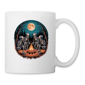 Skeleton Camper Hiker Bonfire Halloween Camping - Tasse - Weiß - Rechts
