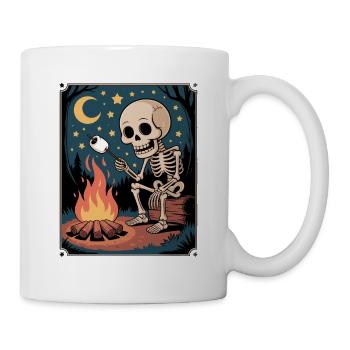 squelette mangeant smores randonneur campeur halloween - Mug blanc - blanc - Droite