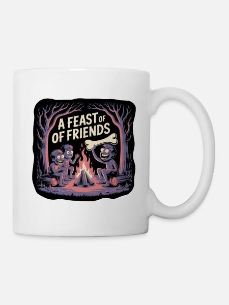Lagerfeuernacht mit Freunden Illustration - Tasse - Weiß