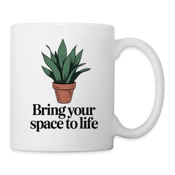 Minimalistische Topfpflanze mit inspirierendem Zitat - Tasse - Weiß - Rechts