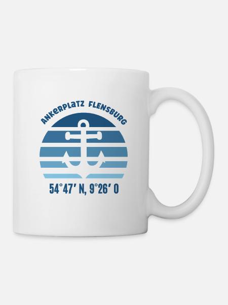 Flensburg Ostsee Schleswig Holstein Koordinaten - Tasse - Weiß