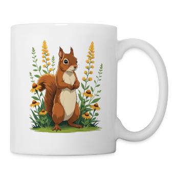 Charmant écureuil avec couronne de fleurs - Mug blanc - blanc - Droite