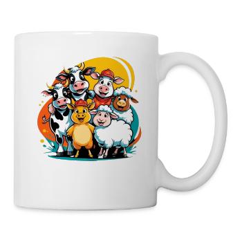 De jolis animaux de la ferme dans le style dessin animé - Mug blanc - blanc - Droite