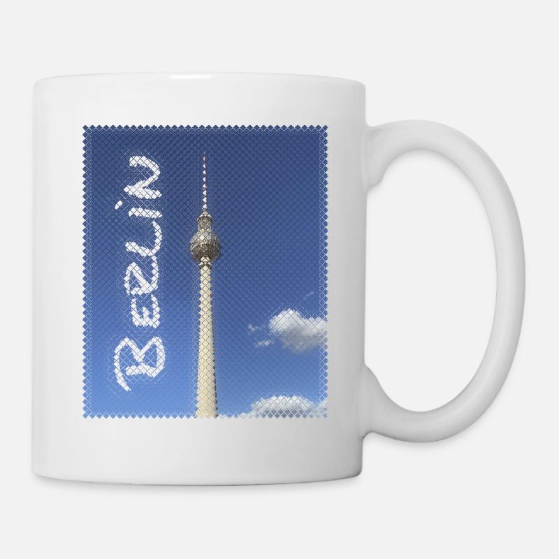 Berlin Fernsehturm Neon Design - Tasse - Weiß