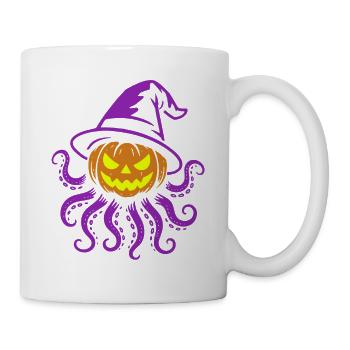 Octopumpkin - Gruseliger Kürbis mit Tentakeln - Tasse - Weiß - Rechts