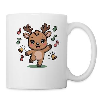 Renne joyeux avec des notes et des cloches - Mug blanc - blanc - Droite
