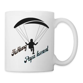 Papa Kommt mit Fallschirm - Tasse - Weiß - Rechts