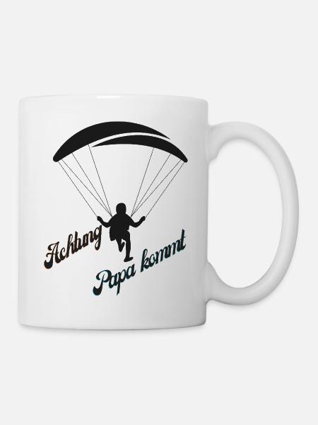 Papa Kommt mit Fallschirm - Tasse - Weiß